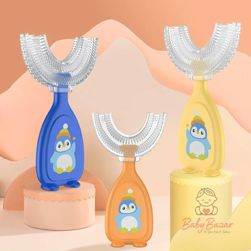 Baby U Shaped Toothbrush for Aged 2 to 12 with 360° Soft Silicone